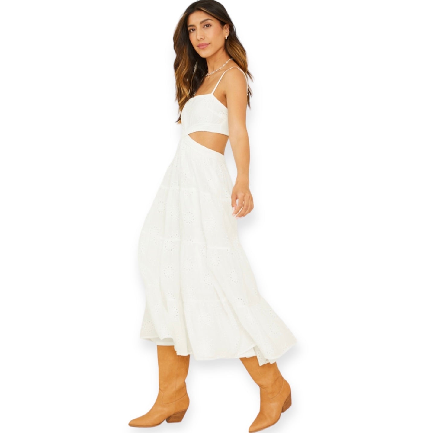 Altar’d State Cline Eyelet Midi Dress Medium