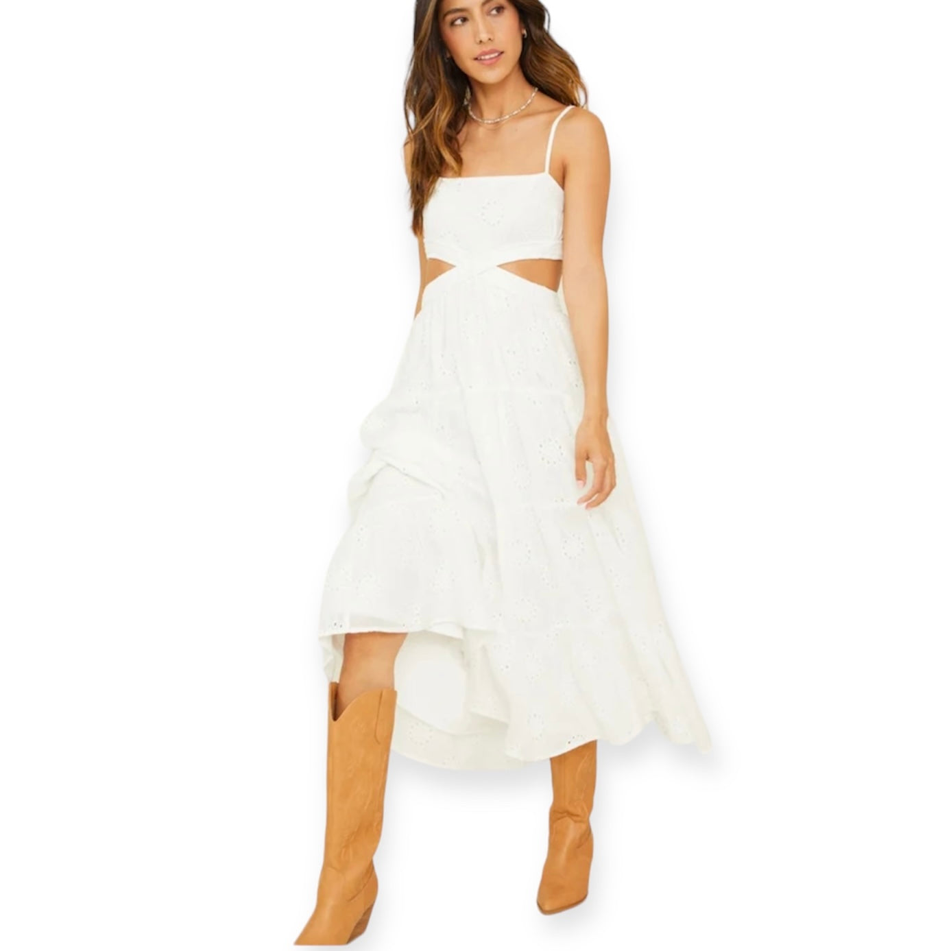 Altar’d State Cline Eyelet Midi Dress Medium