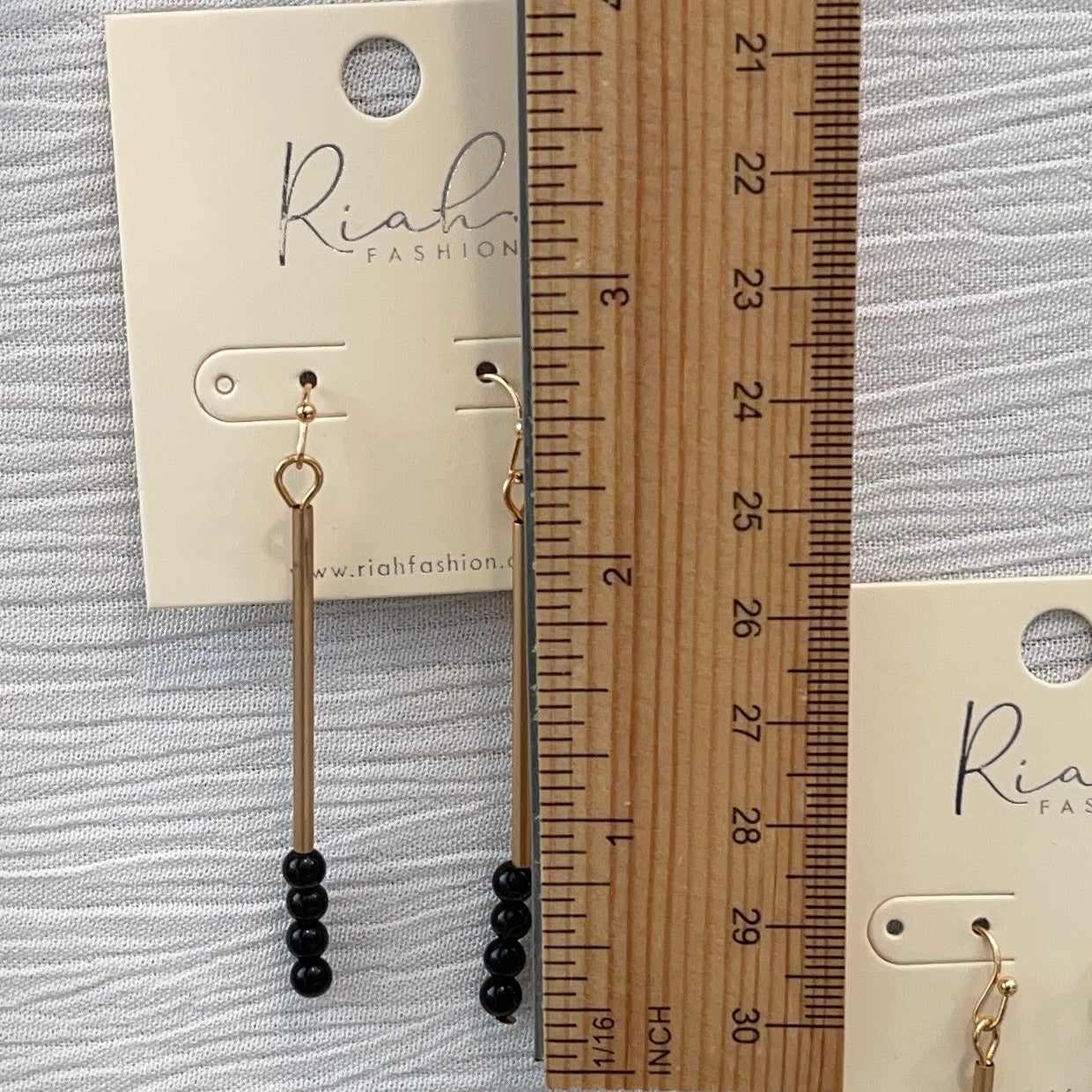 Riah White/Opal & Black Bead Hook Dangle Earrings 2 sets
