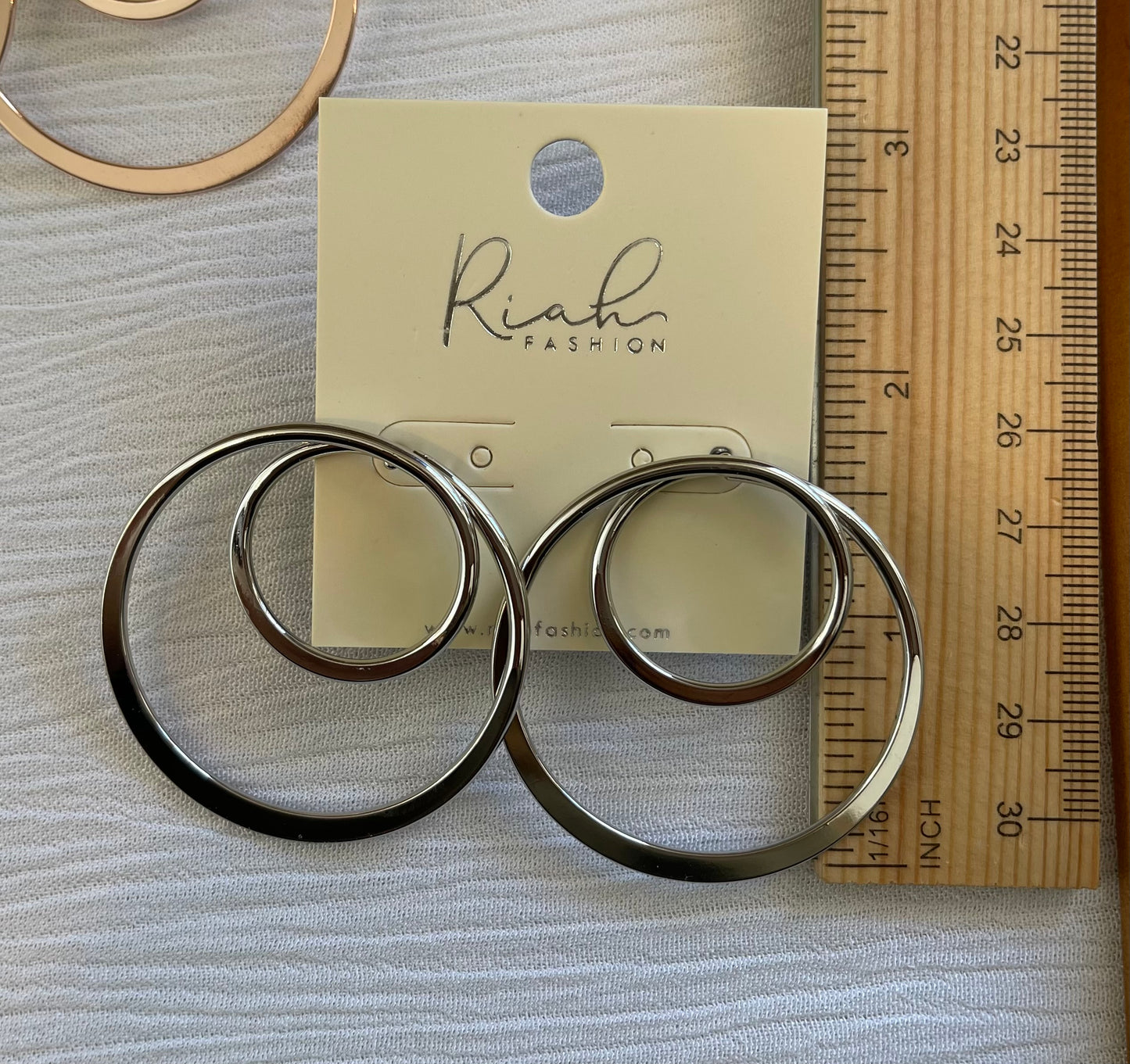 Riah Fashion Double Hoop Earrings Silver & Gold 2 pairs