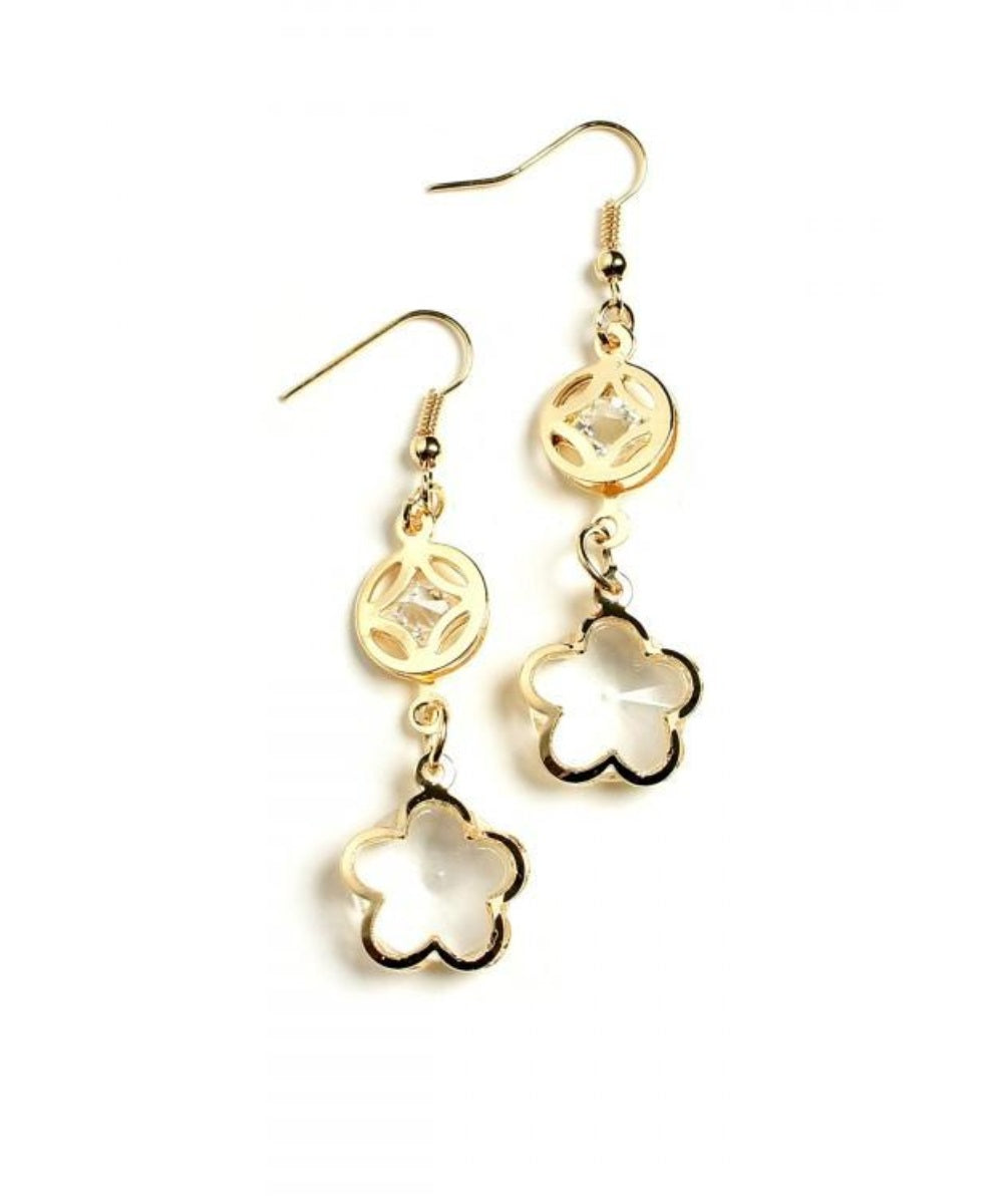 Floral Shape Stone Drop Earrings