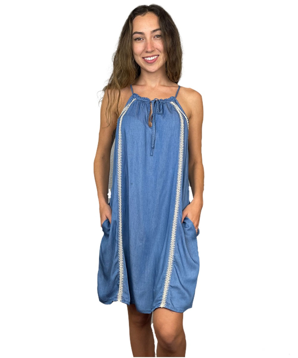 Lush Denim Spaghetti Strap Dress – Our Sunshine Boutique