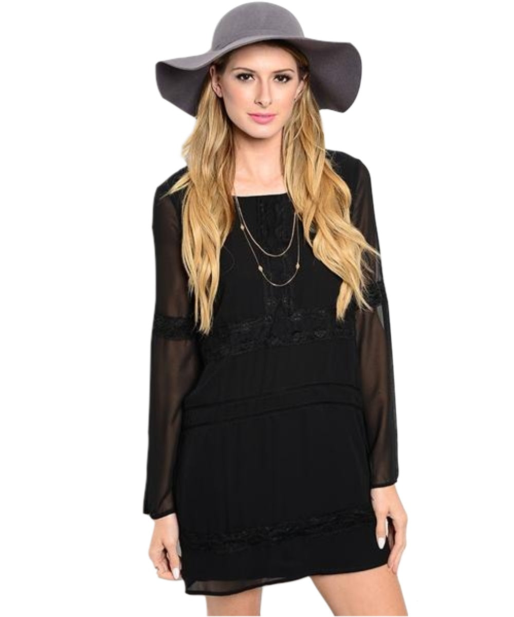 TCEC Boho Black Sheer Mini Dress – Our Sunshine Boutique