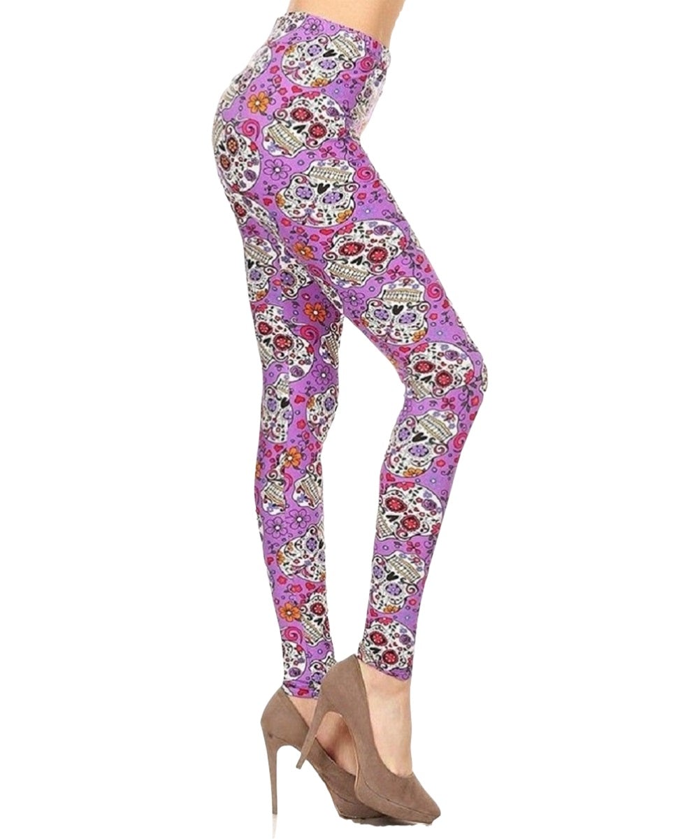 Periwinkle Pink Skull Leggings - Twisted Spur Boutique OUTLET