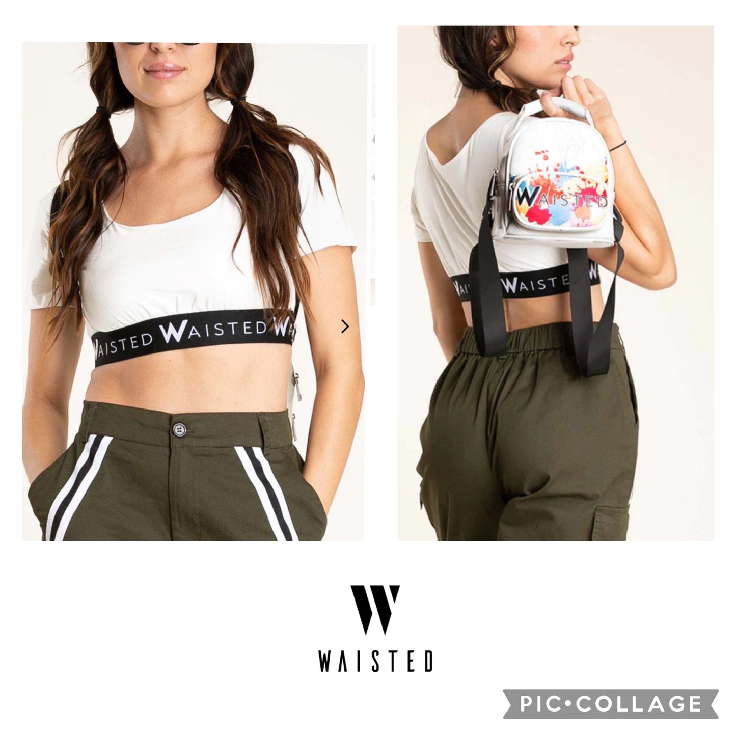 Waisted Whitney Elastic Band Crop Top Size S NWT