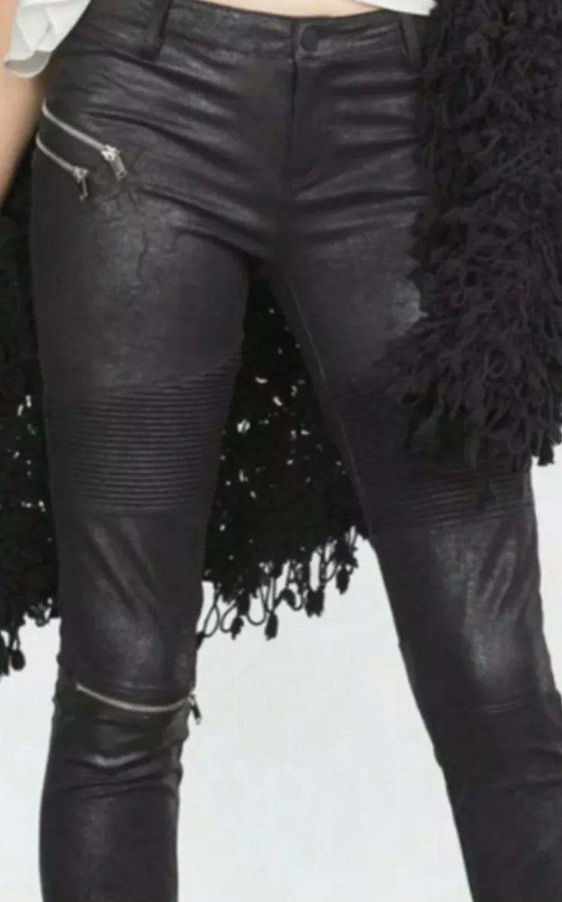 ZARA BLACK FAUX SUEDE BIKER TROUSERS