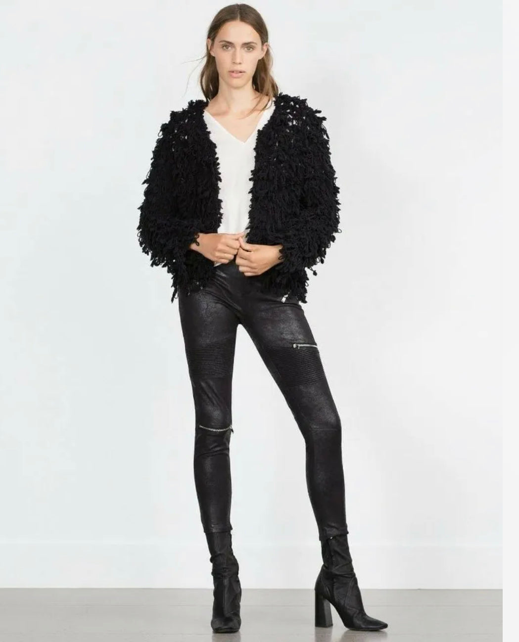 ZARA BLACK FAUX SUEDE BIKER TROUSERS