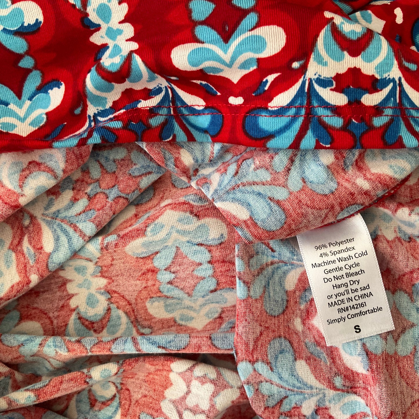 LuLaRoe Knit Dress Red Pattern Size Small