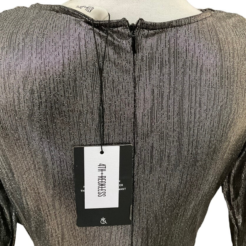 4th & Reckless Drape Front Mini Dress Metallic Silver Size M NWT