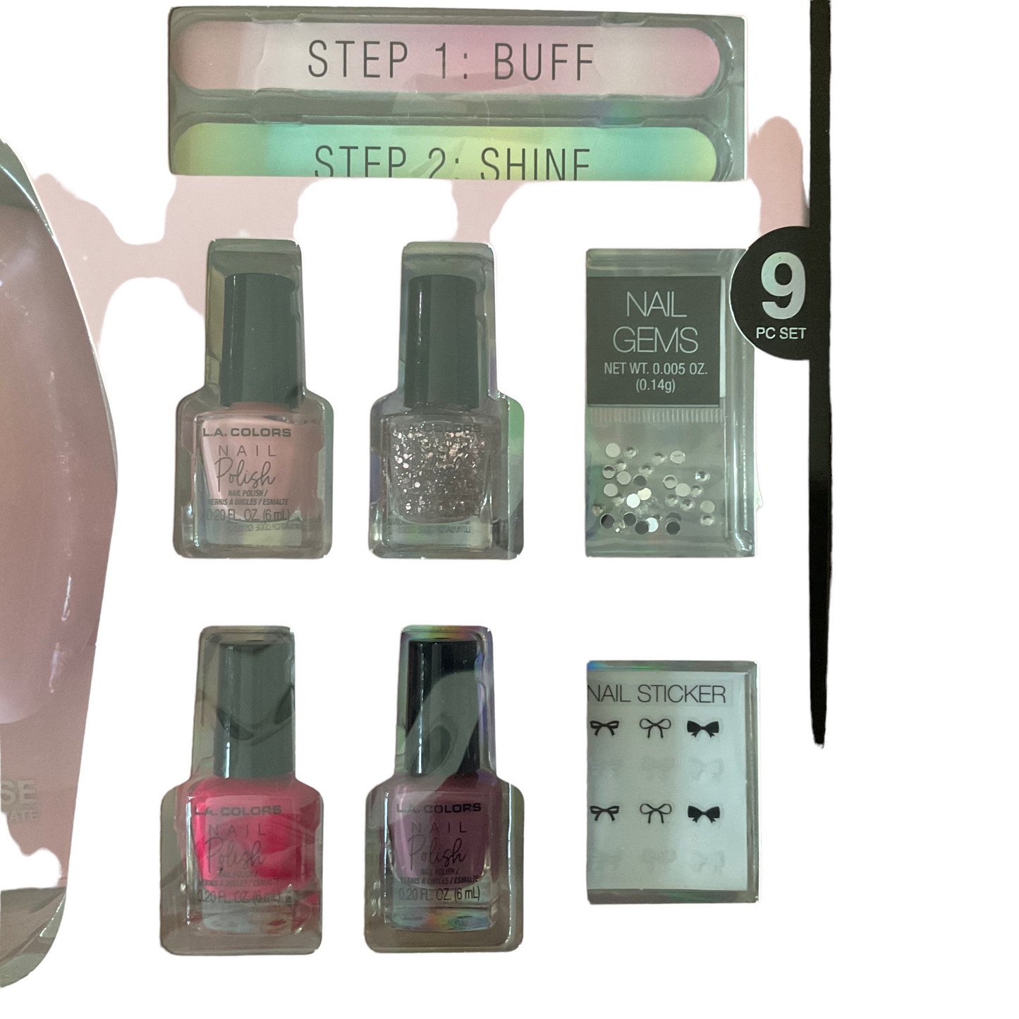 Pink 9-Piece Mani Rush Manicure Gift Set With Nail Dryer