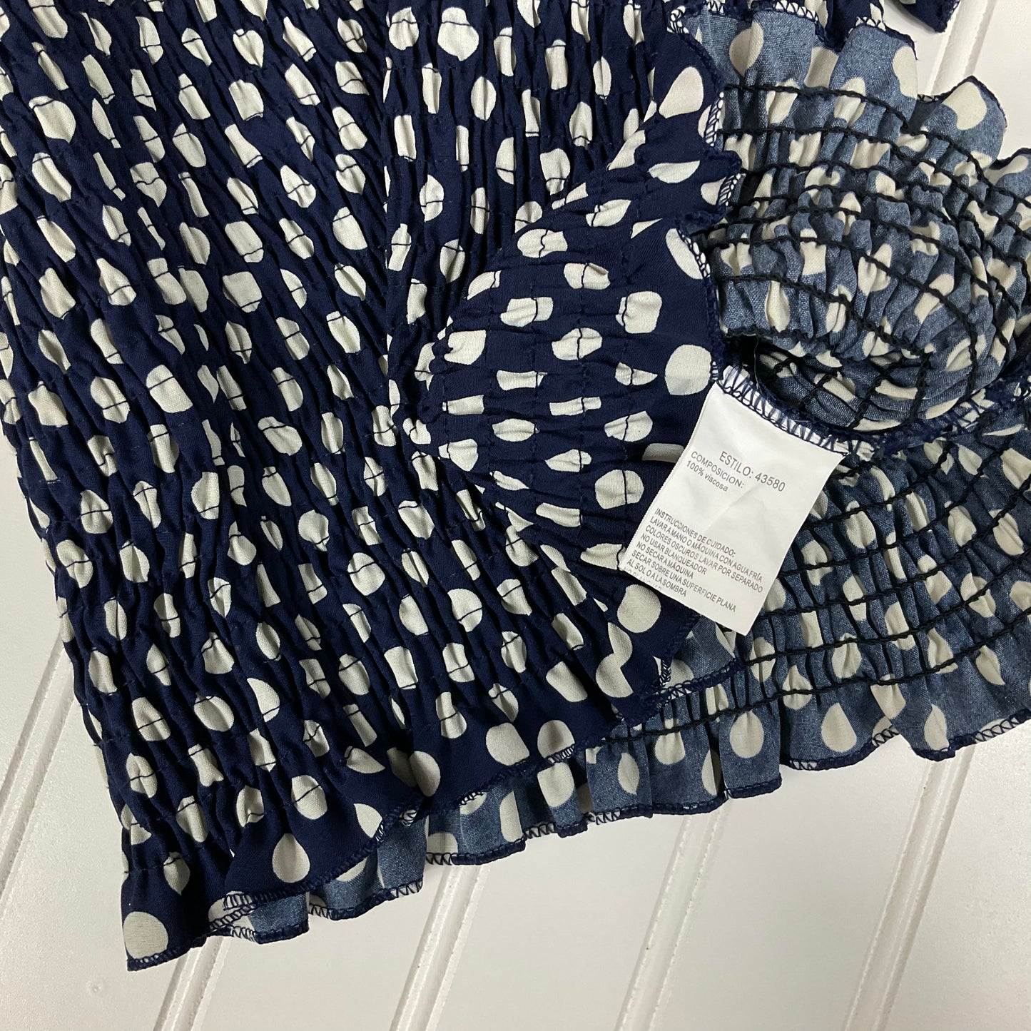 Miss Cocoa Navy & White Polkadot Sheared Crop Top Size Small