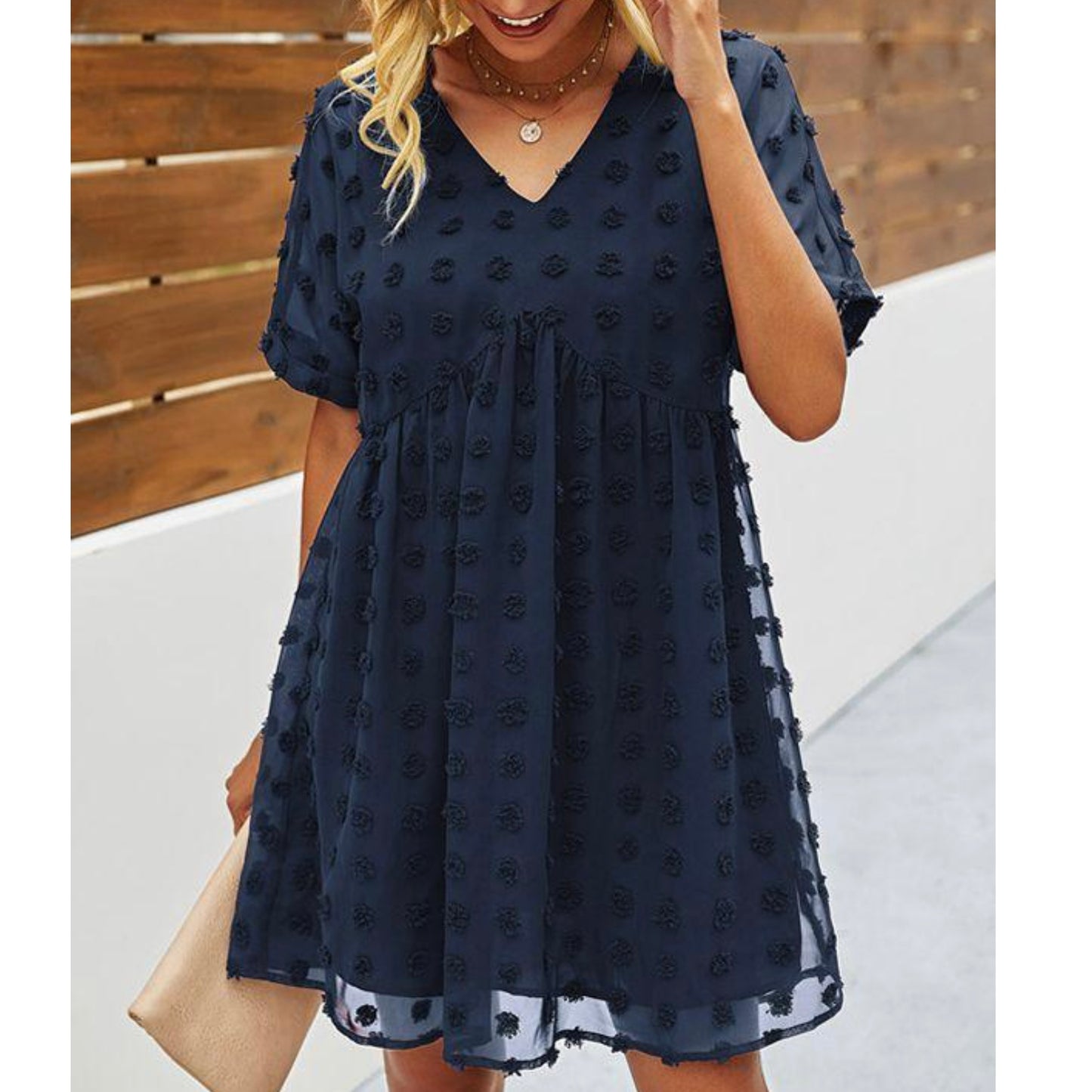 Kirundo NWT Swiss Dot Babydoll V Neck Mini Dress