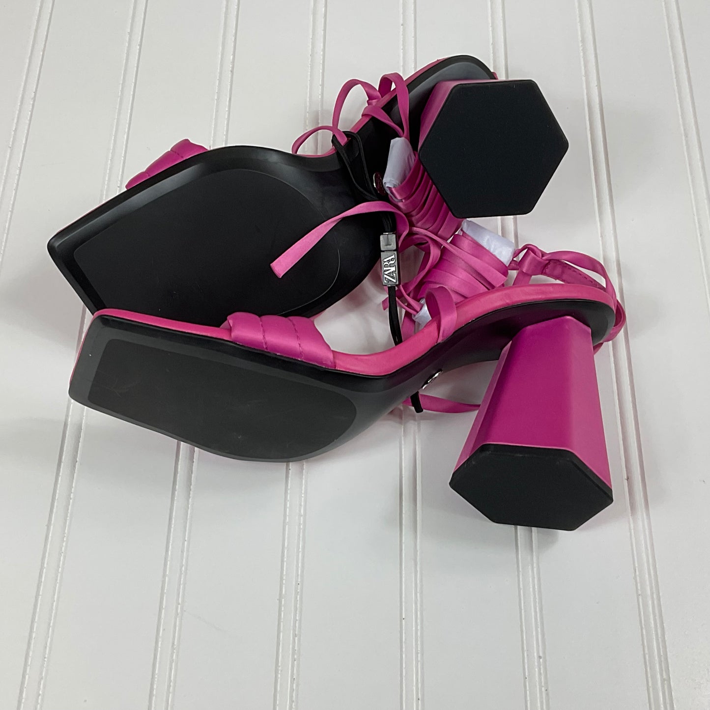 Zara Geometric Heeled Satin Sandals Size EU 38 NWOT