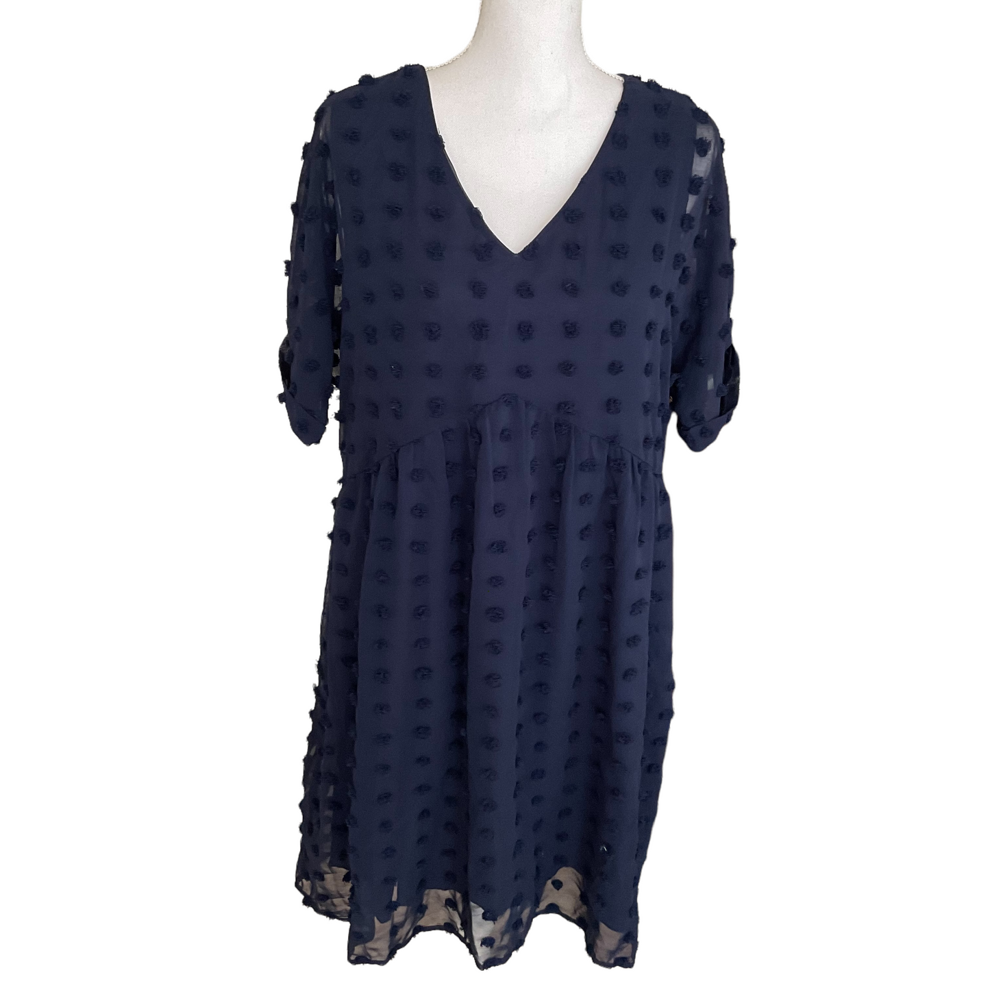 Kirundo NWT Swiss Dot Babydoll V Neck Mini Dress