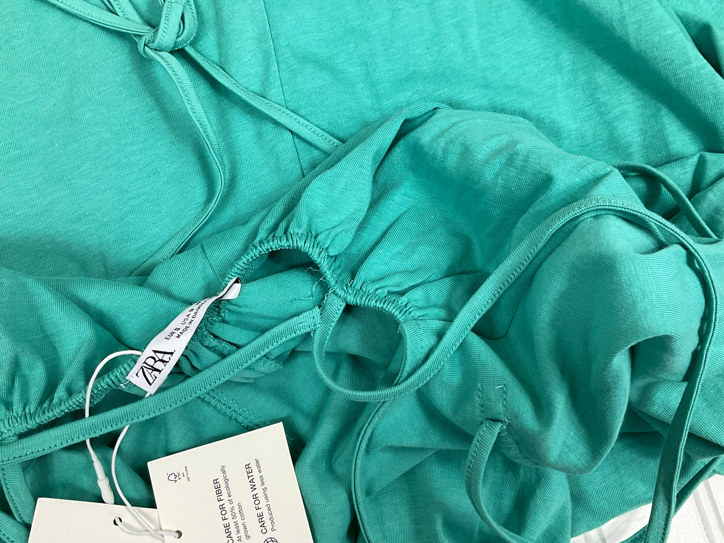 Zara Green Cotton Midi Dress Size Small NWT