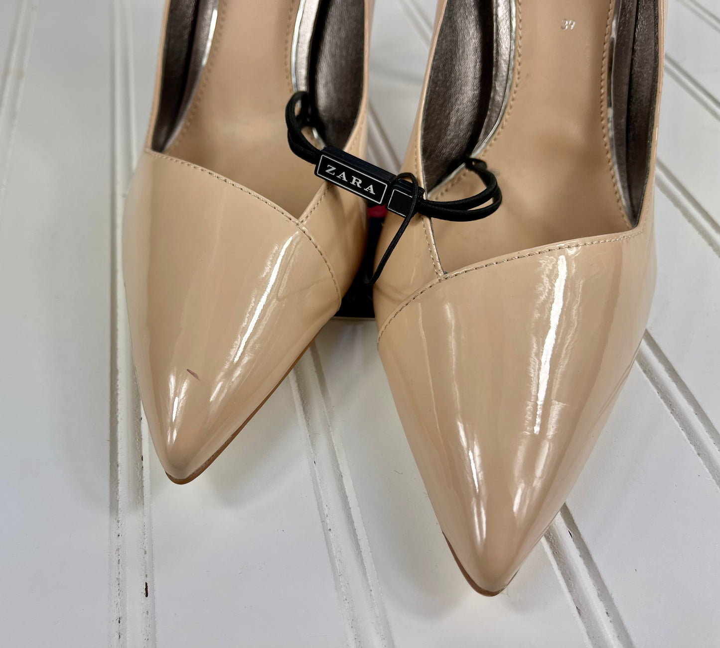 Zara Nude Patent Pumps Stiletto Heels Size 8 NWOT - Our Sunshine Boutique