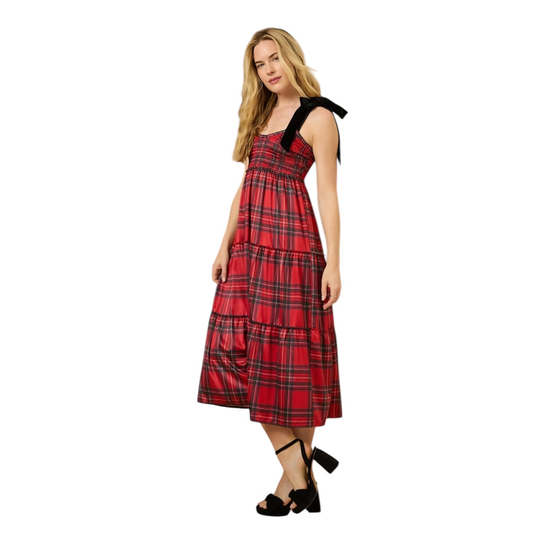 Altar’d State Samantha Tiered Plaid Midi Dress