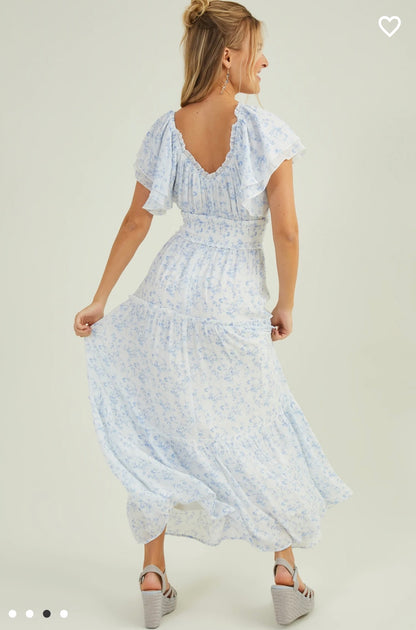 Altar’d State Catherina Maxi Dress NWT Ivory-Blue