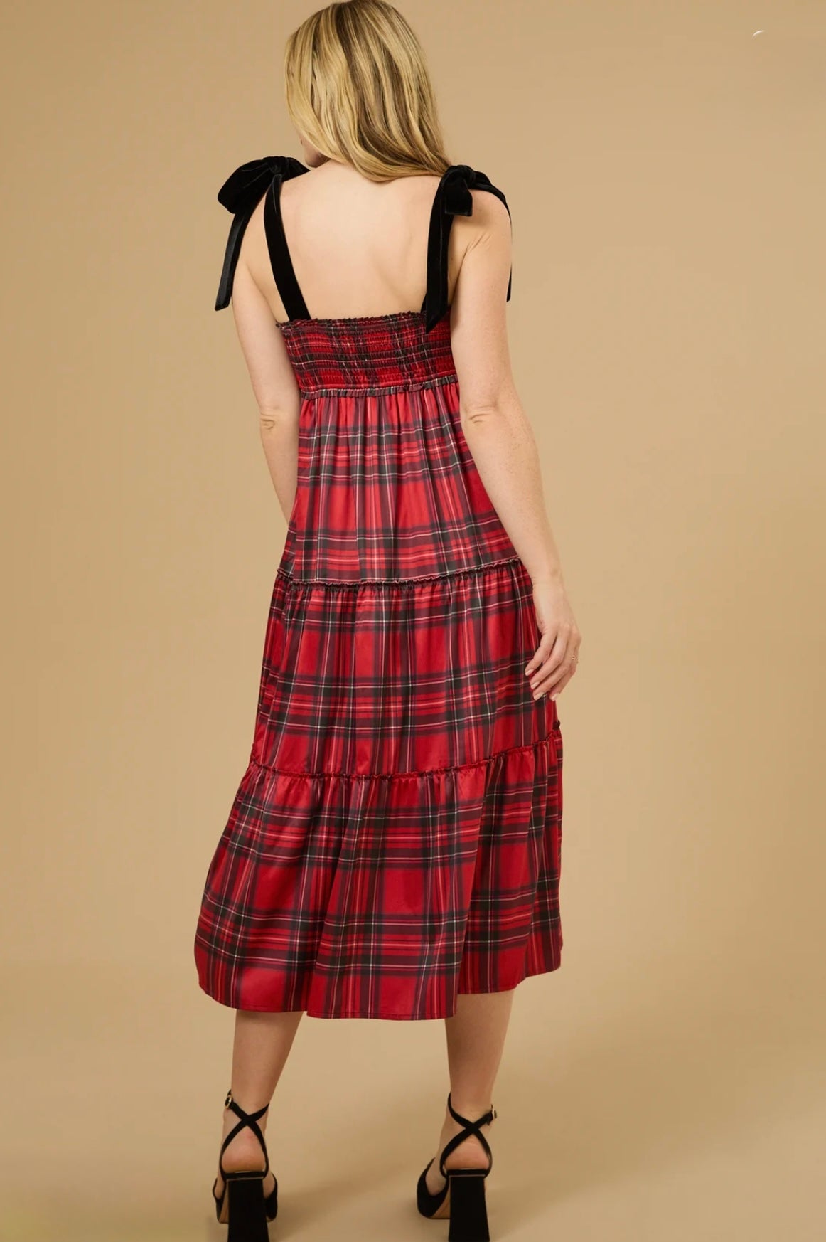 Altar’d State Samantha Tiered Plaid Midi Dress