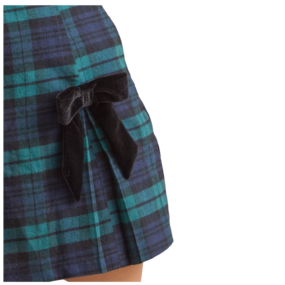 Altar’d State Gianna Plaid Mini Bow Dress NWT