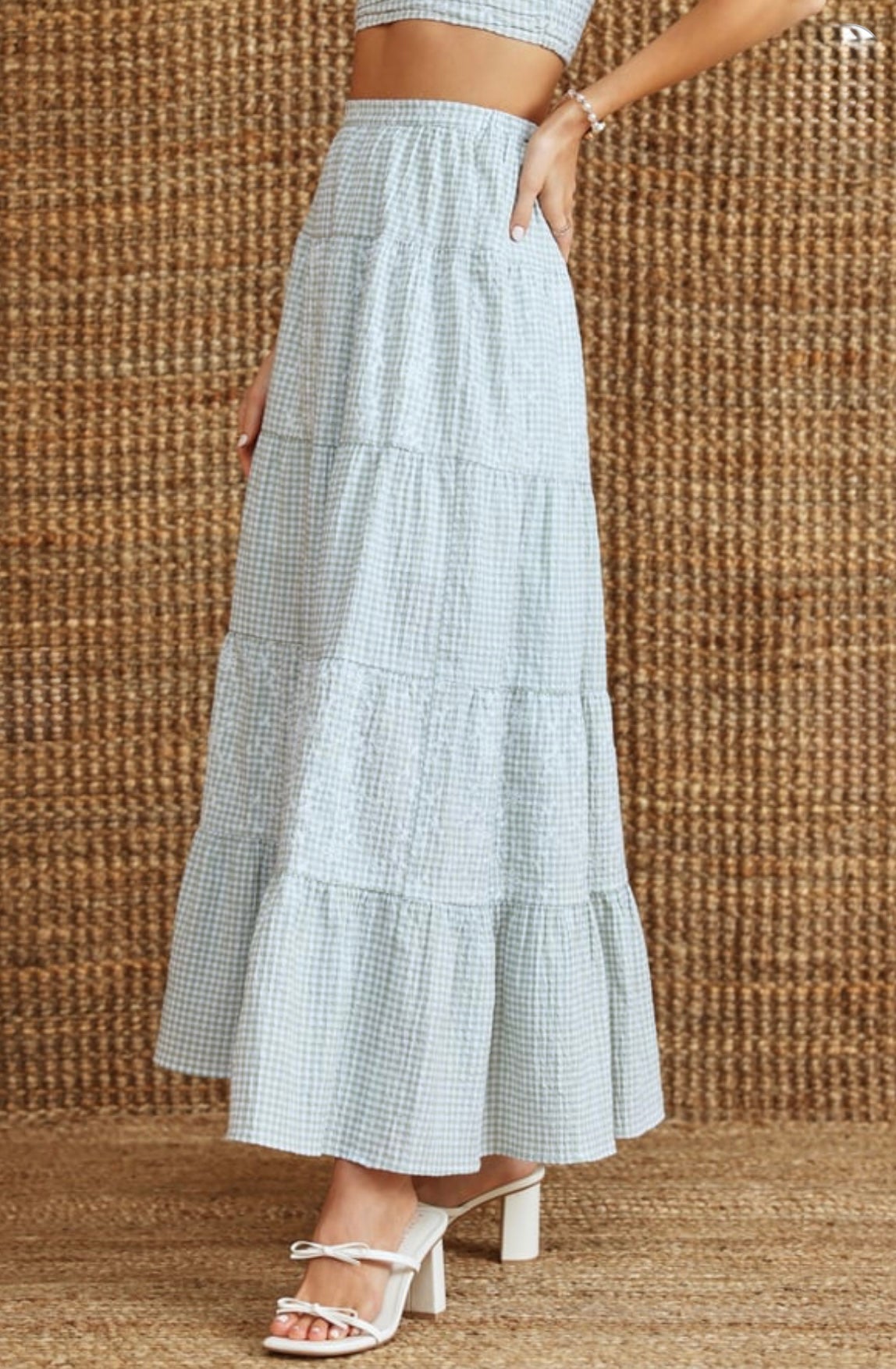 Altar’d State Fleur Gingham Maxi Skirt NWT