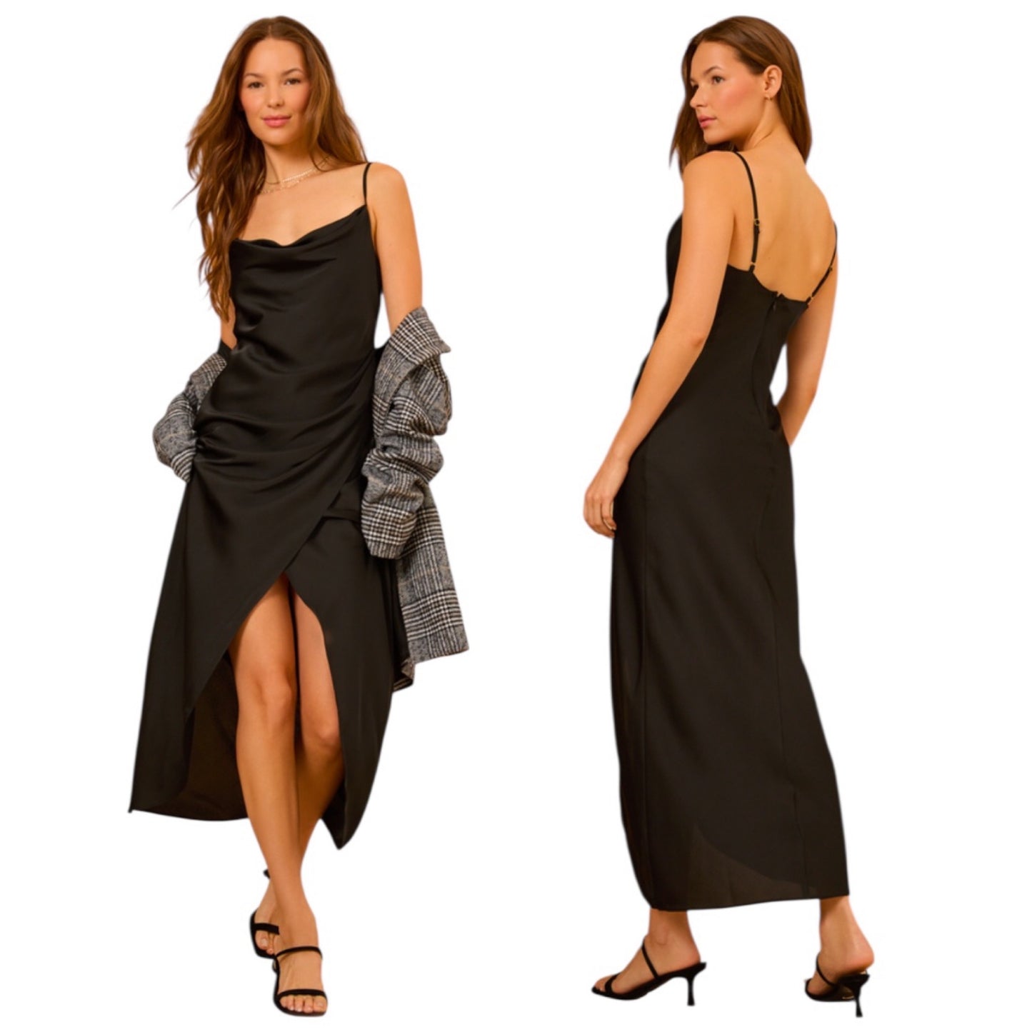 Altar'd State Sadie Satin Scoop Neck Maxi Dress NWT