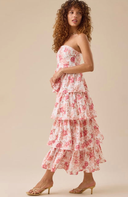 Altar’d State Rose Floral Tiered Maxi Dress NWT