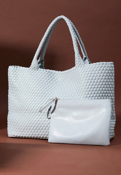 Altar’d State Ice Blue Large Woven Tote Bag