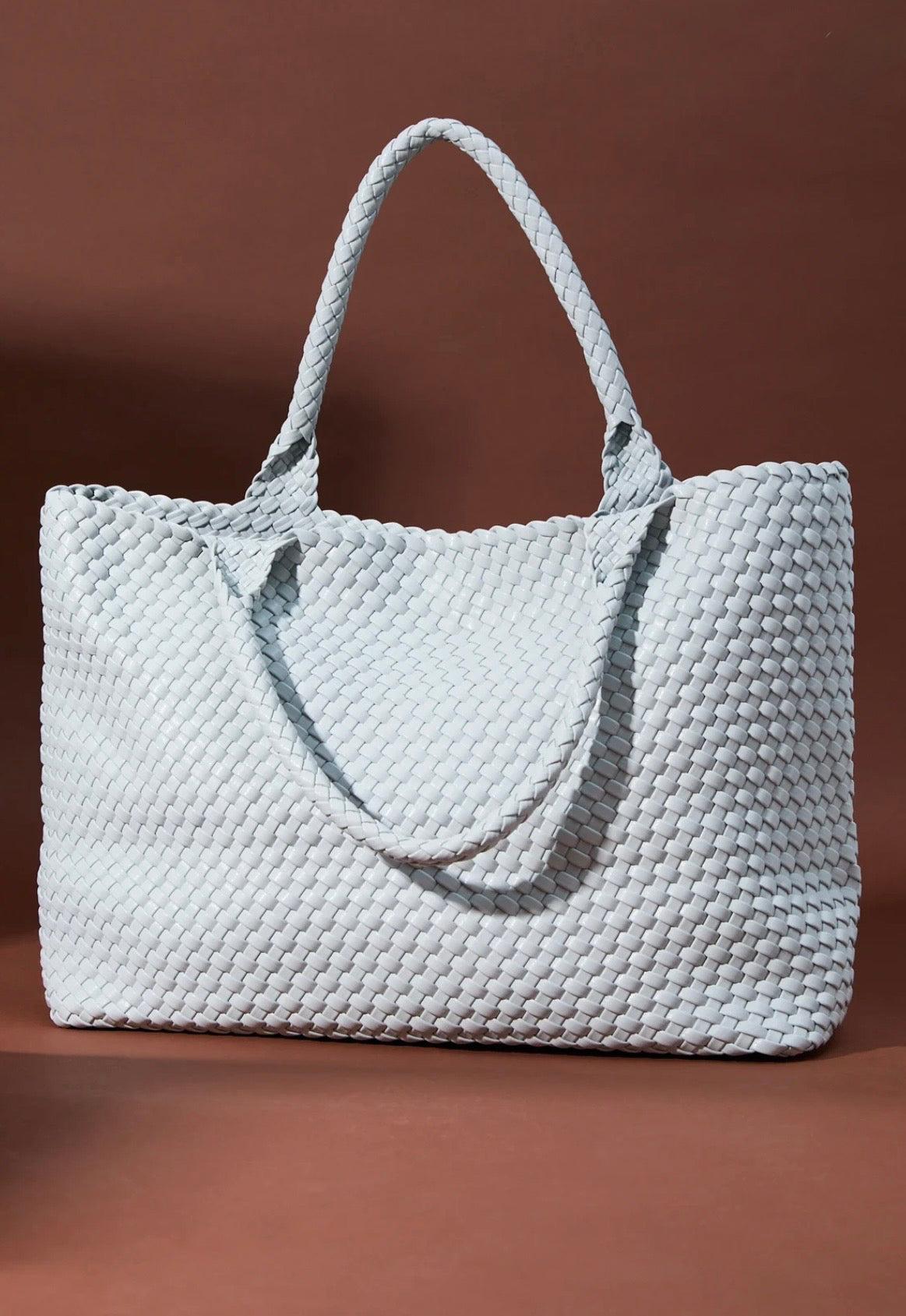 Altar’d State Ice Blue Large Woven Tote Bag