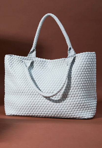 Altar’d State Ice Blue Large Woven Tote Bag