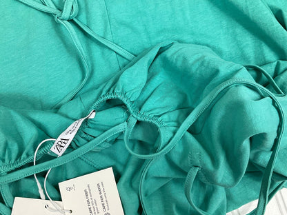 Zara Green Cotton Midi Dress Size Small NWT