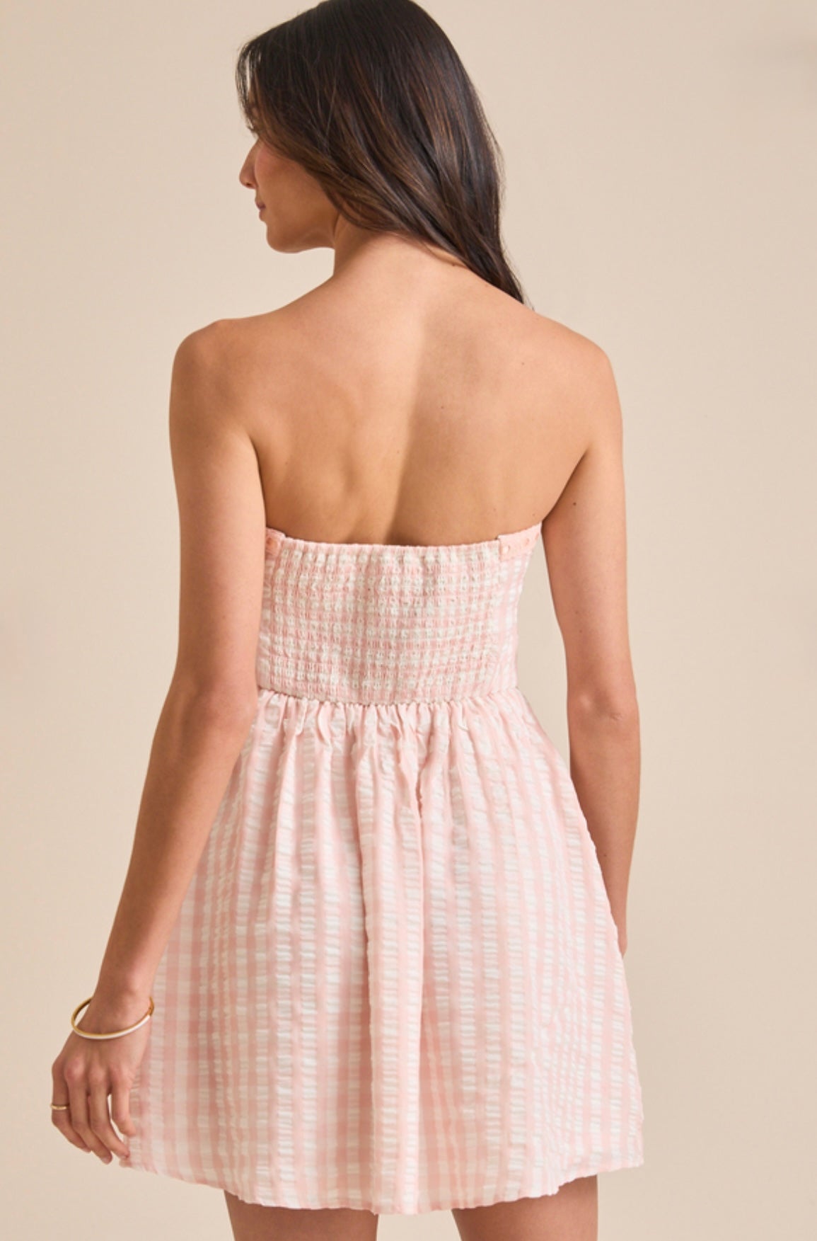 Altar’d State Britt Gingham Strapless Mini Dress NWT