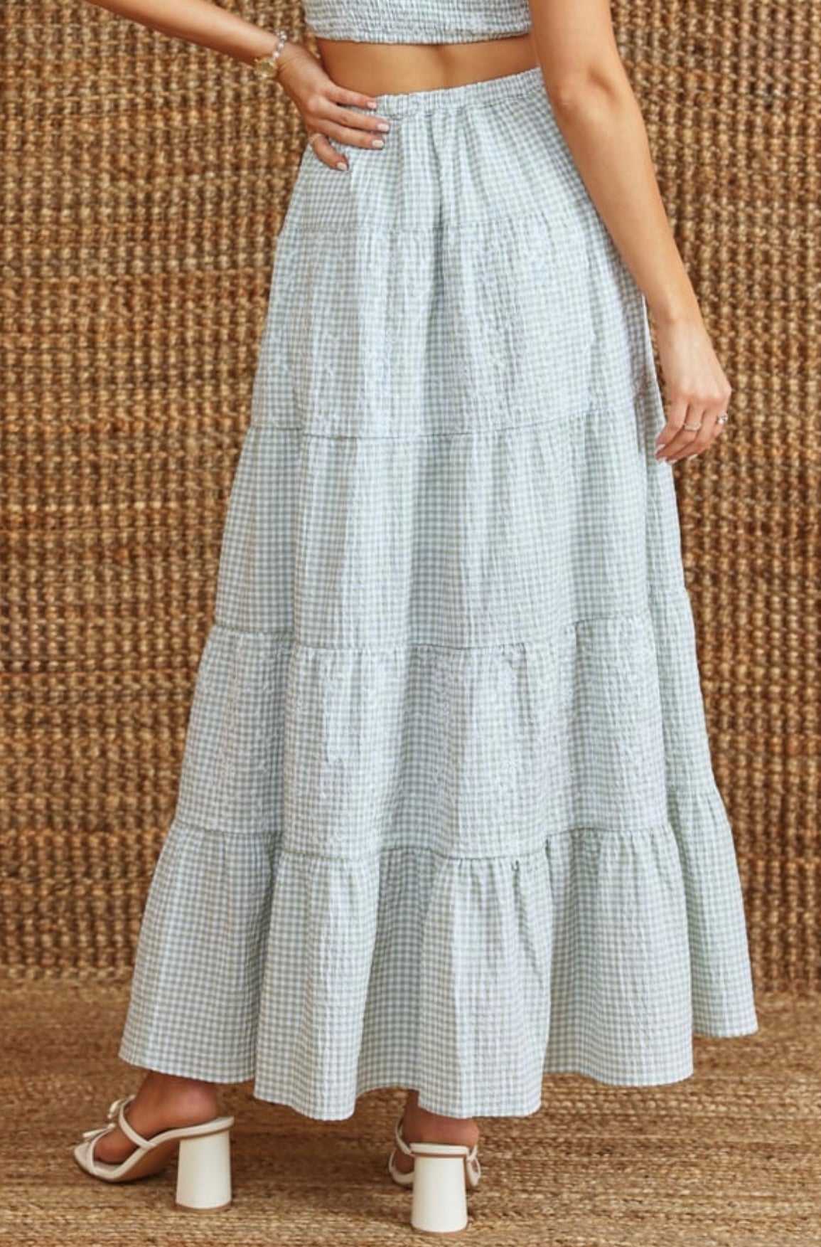 Altar’d State Fleur Gingham Maxi Skirt NWT
