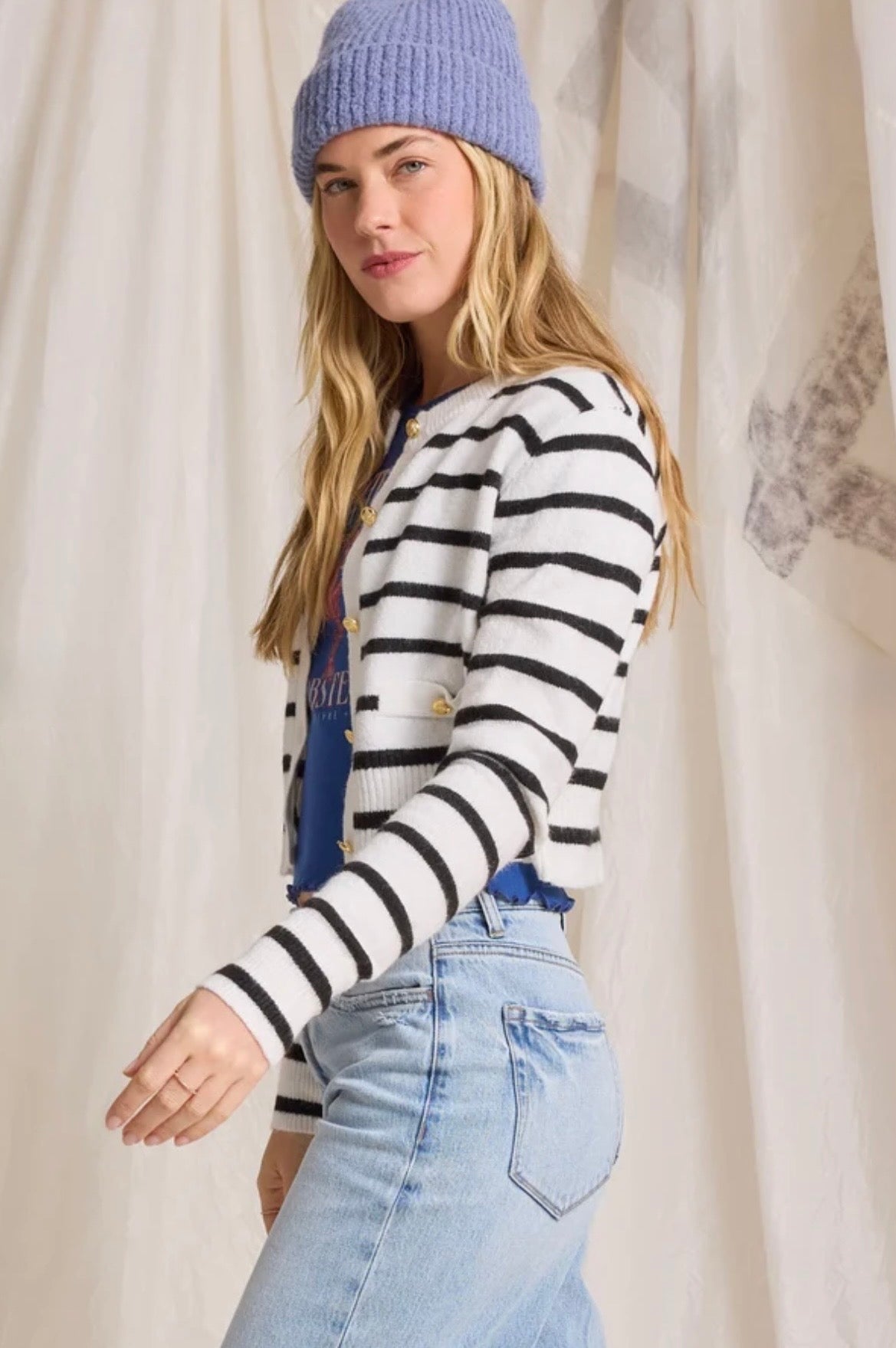 Altar’d State Laurie Gold Button Cardigan NWT