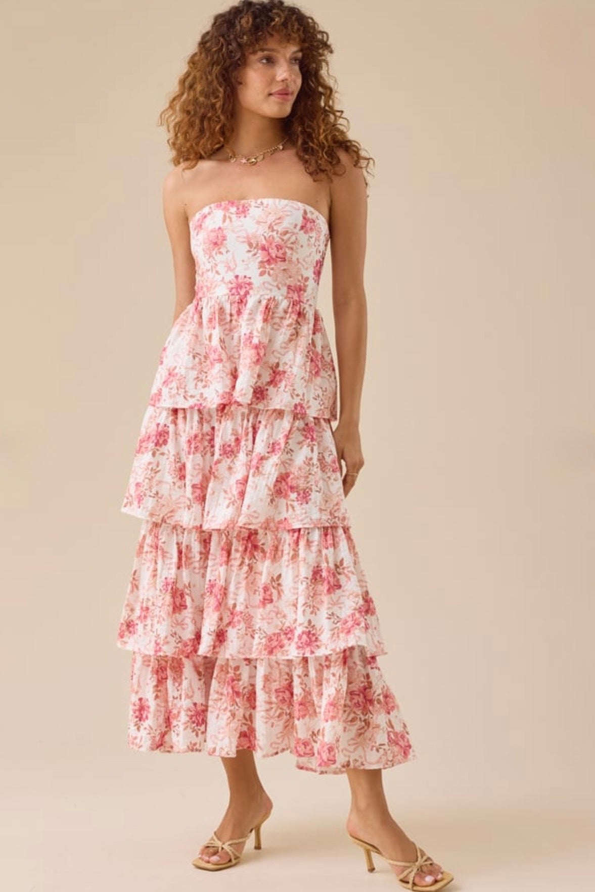 Altar’d State Rose Floral Tiered Maxi Dress NWT