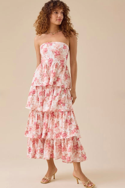 Altar’d State Rose Floral Tiered Maxi Dress NWT