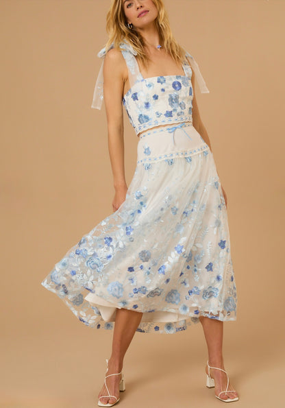 Altar’d State Braxlin Embroidered Midi Skirt NWT