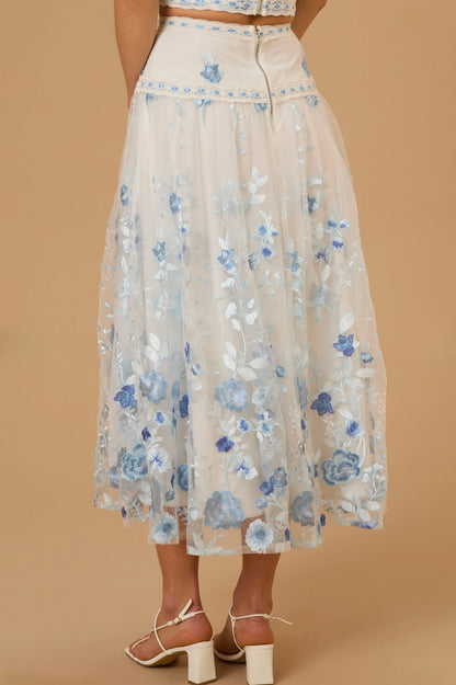 Altar’d State Braxlin Embroidered Midi Skirt NWT