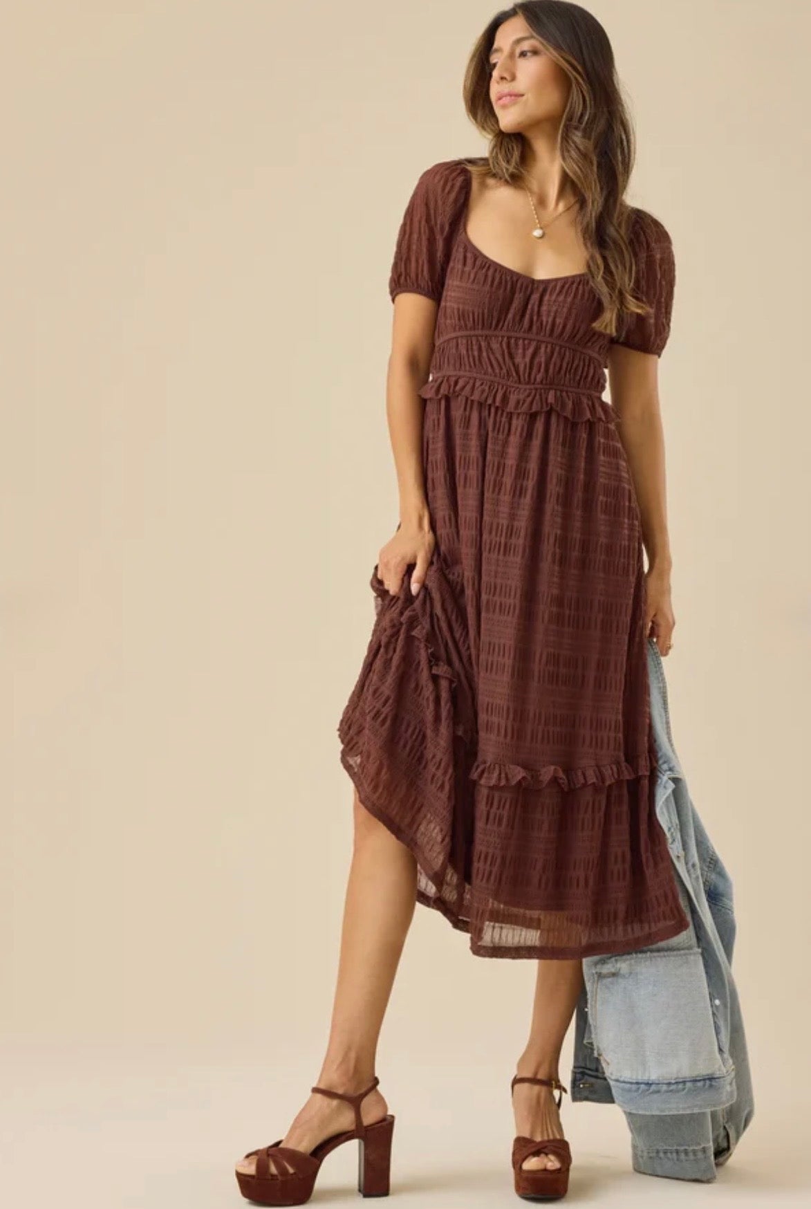 Altar’d State Lottie Textured Maxi Dress NWT
