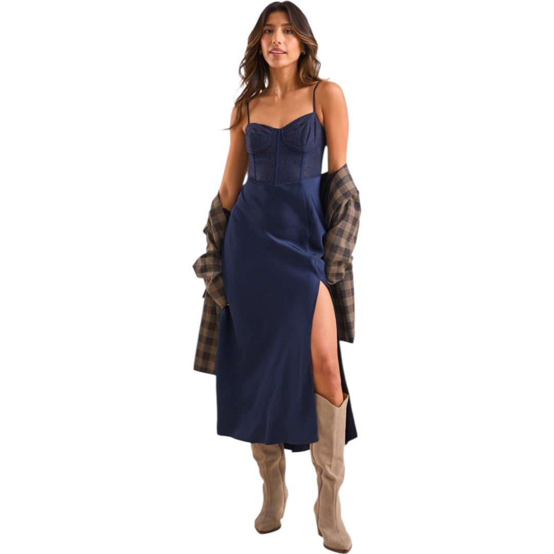 Altar'd State Evalina Satin Maxi Dress NWT
