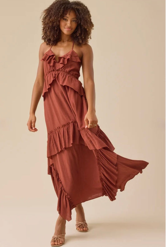 Altar’d State Mattie Ruffle Maxi Dress NWT