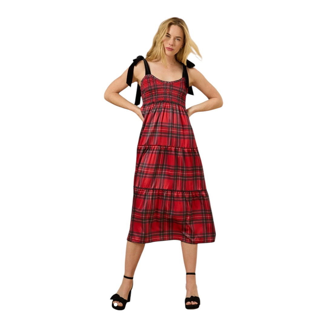 Altar’d State Samantha Tiered Plaid Midi Dress