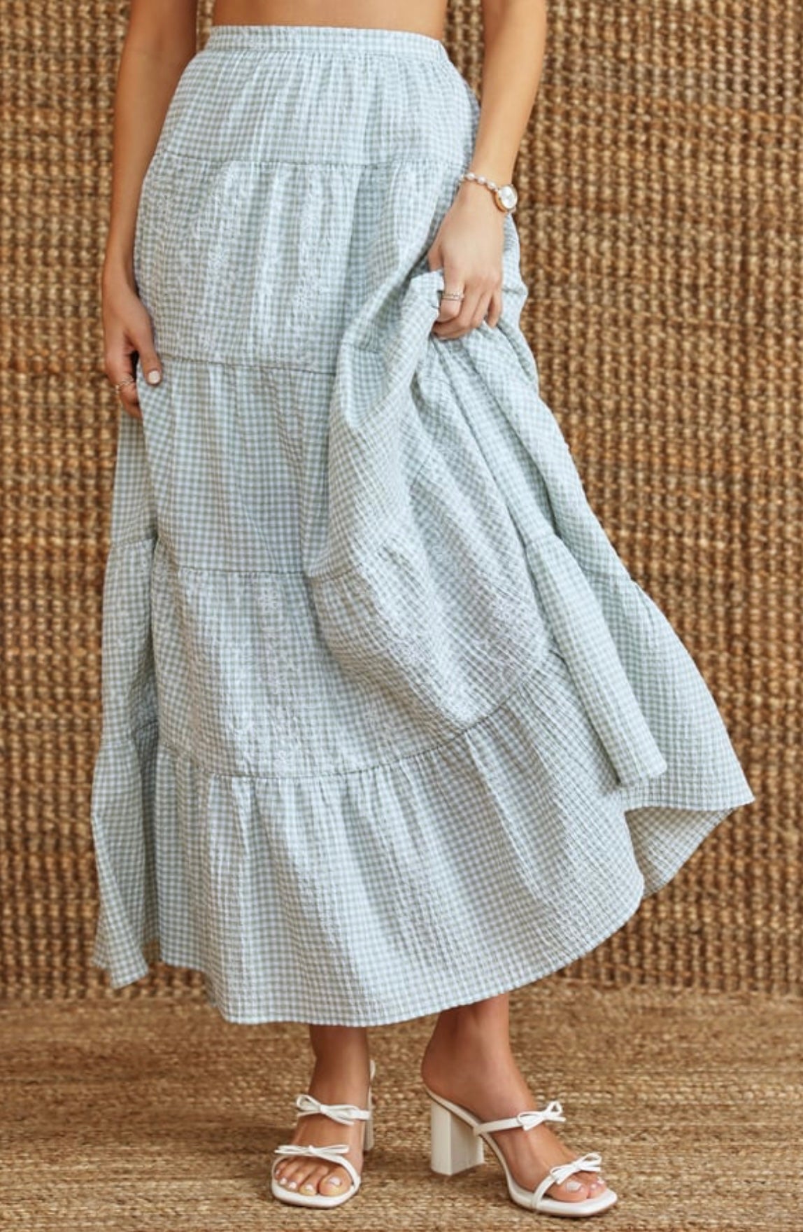 Altar’d State Fleur Gingham Maxi Skirt NWT