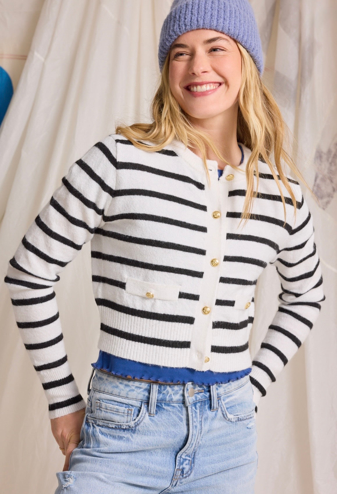 Altar’d State Laurie Gold Button Cardigan NWT