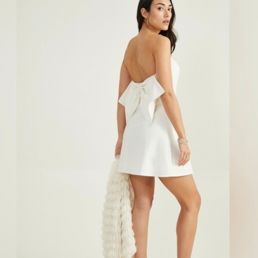 lilia lace bow dress Lilia Lace Bridal Mini Dress | Civil Ceremony & After Party