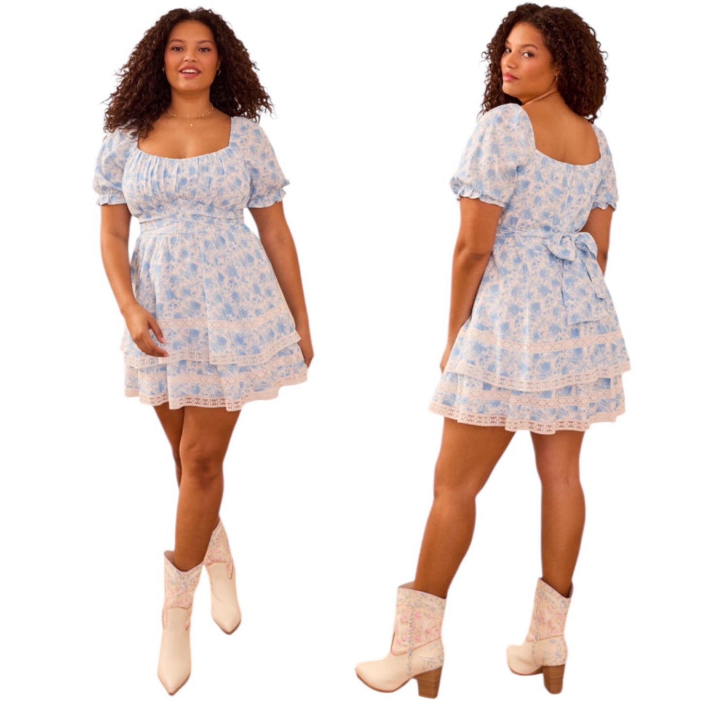 Arula Lola Floral Crochet Crossover Dress NWT
