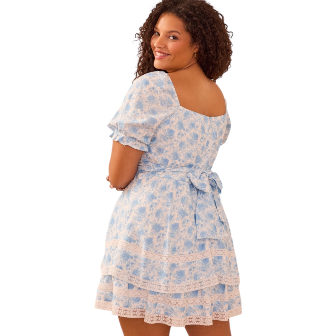 Arula Lola Floral Crochet Crossover Dress NWT