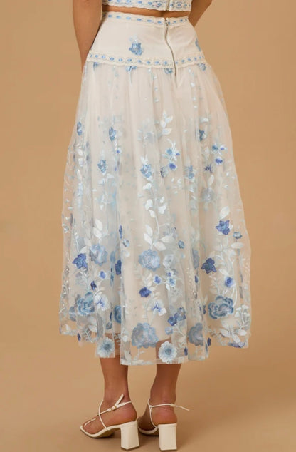 Altar’d State Braxlin Embroidered Midi Skirt NWT