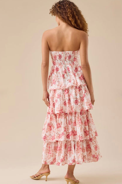 Altar’d State Rose Floral Tiered Maxi Dress NWT