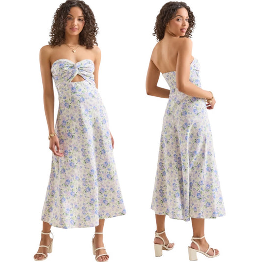 Altar’d State Holly Linen Strapless Dress NWT